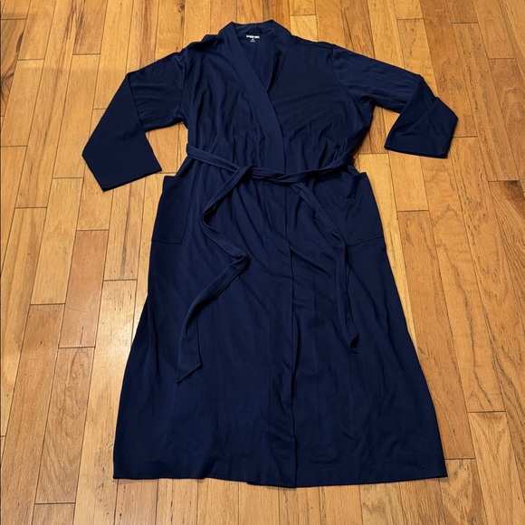 Lands End | Navy Robe | Full Length | Dressing Gown | 💯 Cotton | size 2X - Picture 2 of 7